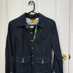 Ruby Rd. Navy Utility Jacket with Green Details